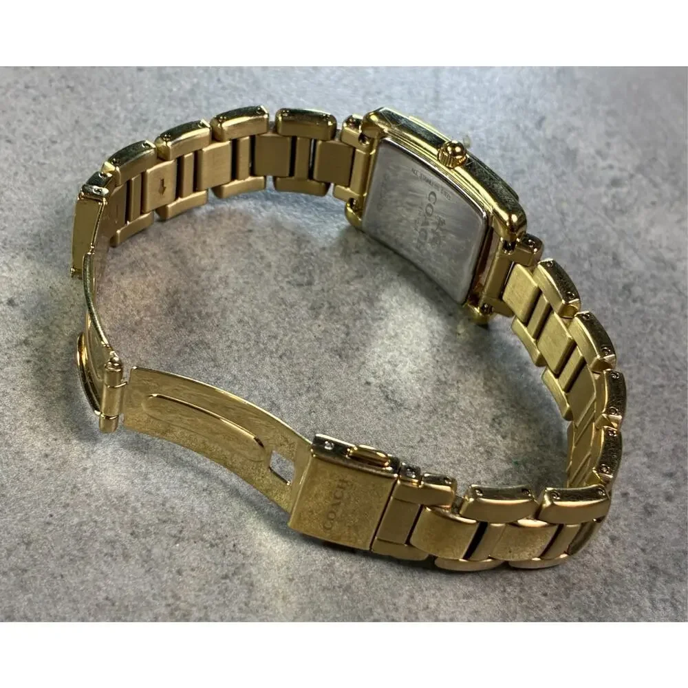 Coach Women's Gold Tone Thompson Tank Watch 24mm GP Stainless Steel 6.5